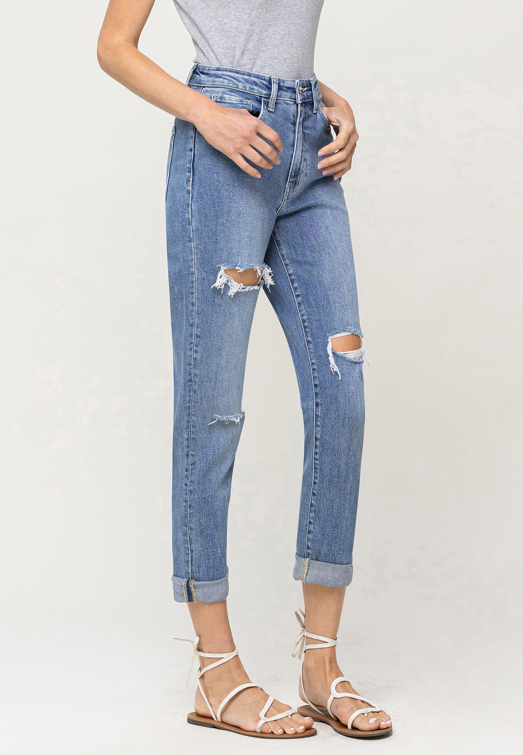 Flying Monkey&trade; High Rise Ripped Mom Jean, C3337, large