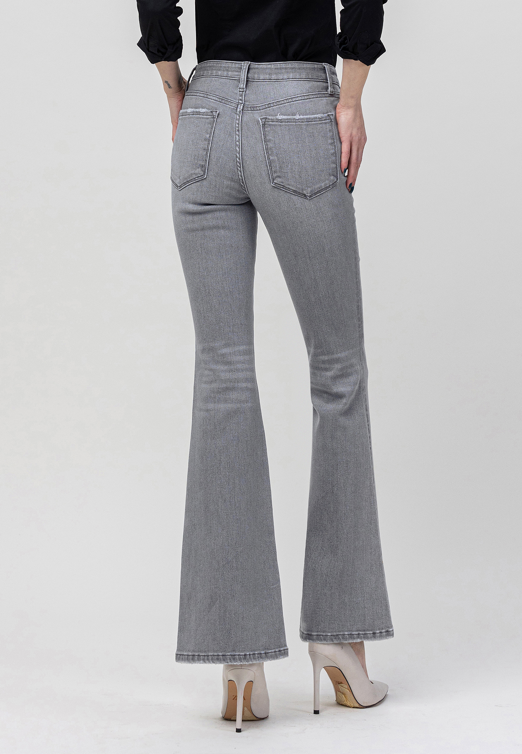 Flying Monkey&trade; Gray Mid Rise Flare Jean, GRAY, large