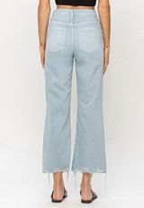 Vervet&trade; Light Green Nonstretch Ripped High Rise Flare Ankle Jean, LIGHT SANDBLAST, small
