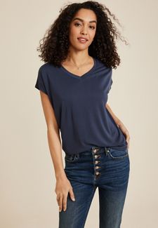 Lace-trimmed Ribbed Tank Top - Navy blue - Ladies