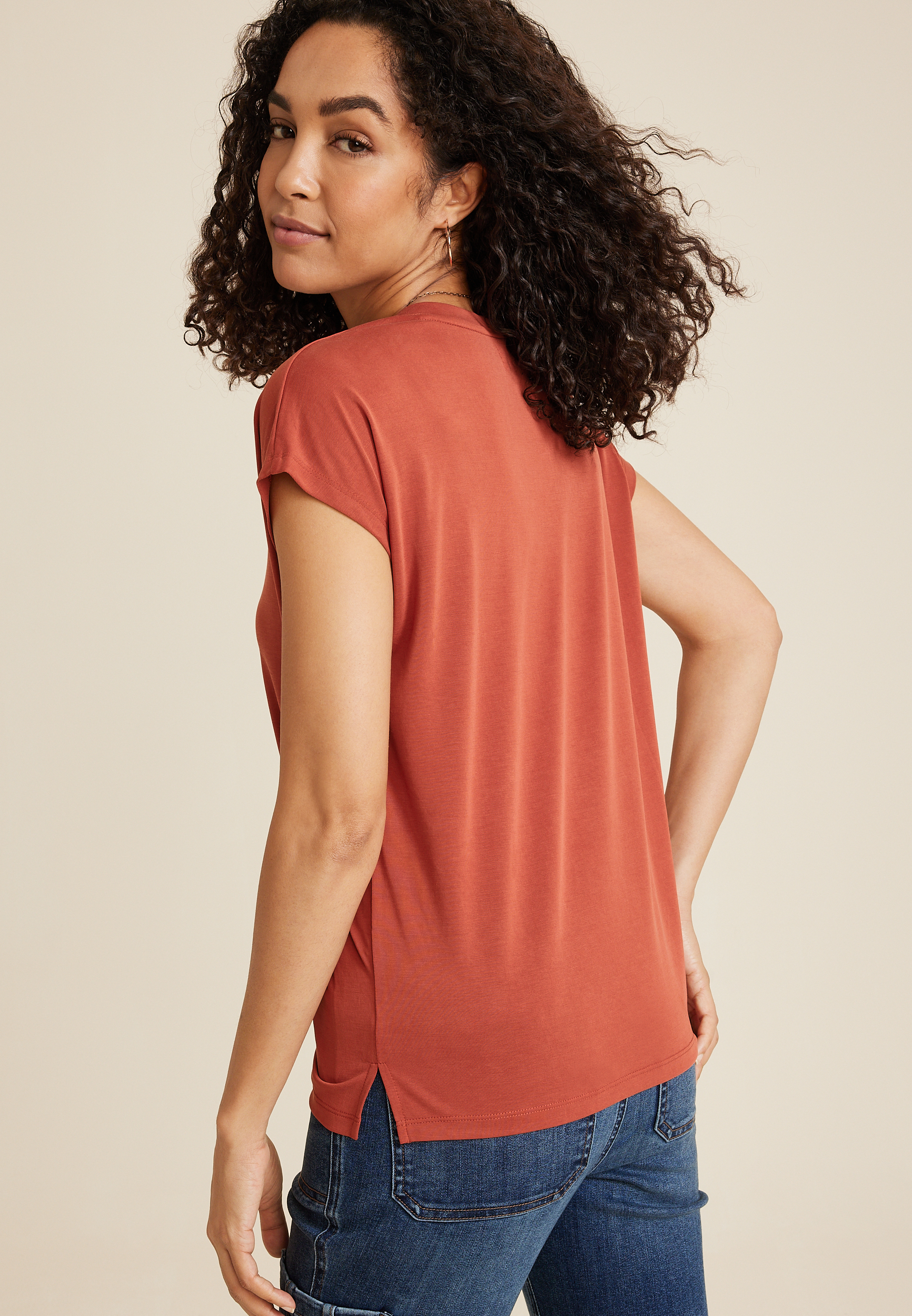 24/7 Fairhaven V Neck Dolman Tee, C8226, large