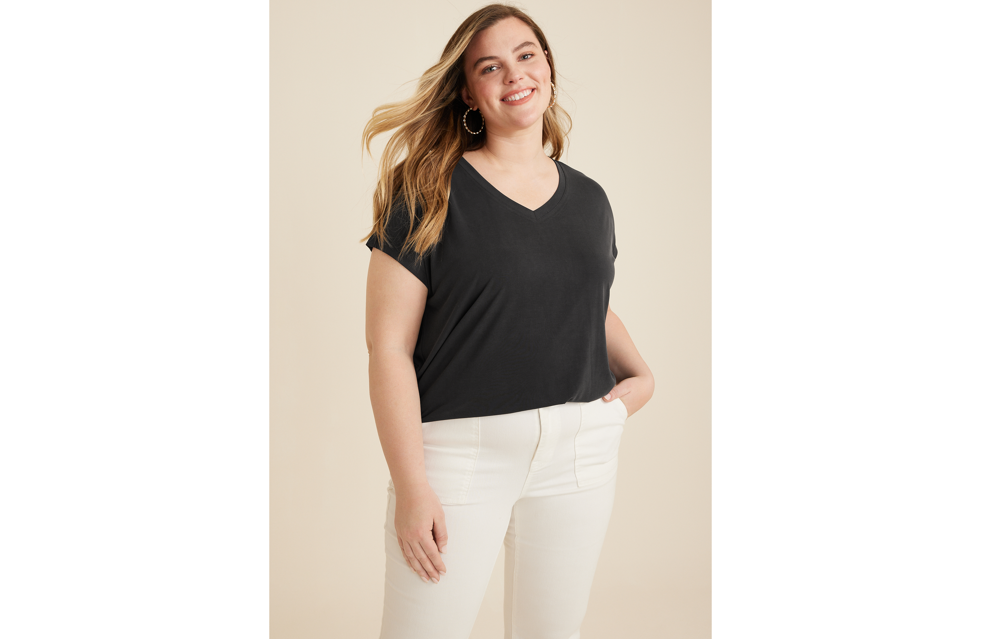 Plus 24/7 Fairhaven V Neck Dolman Tee