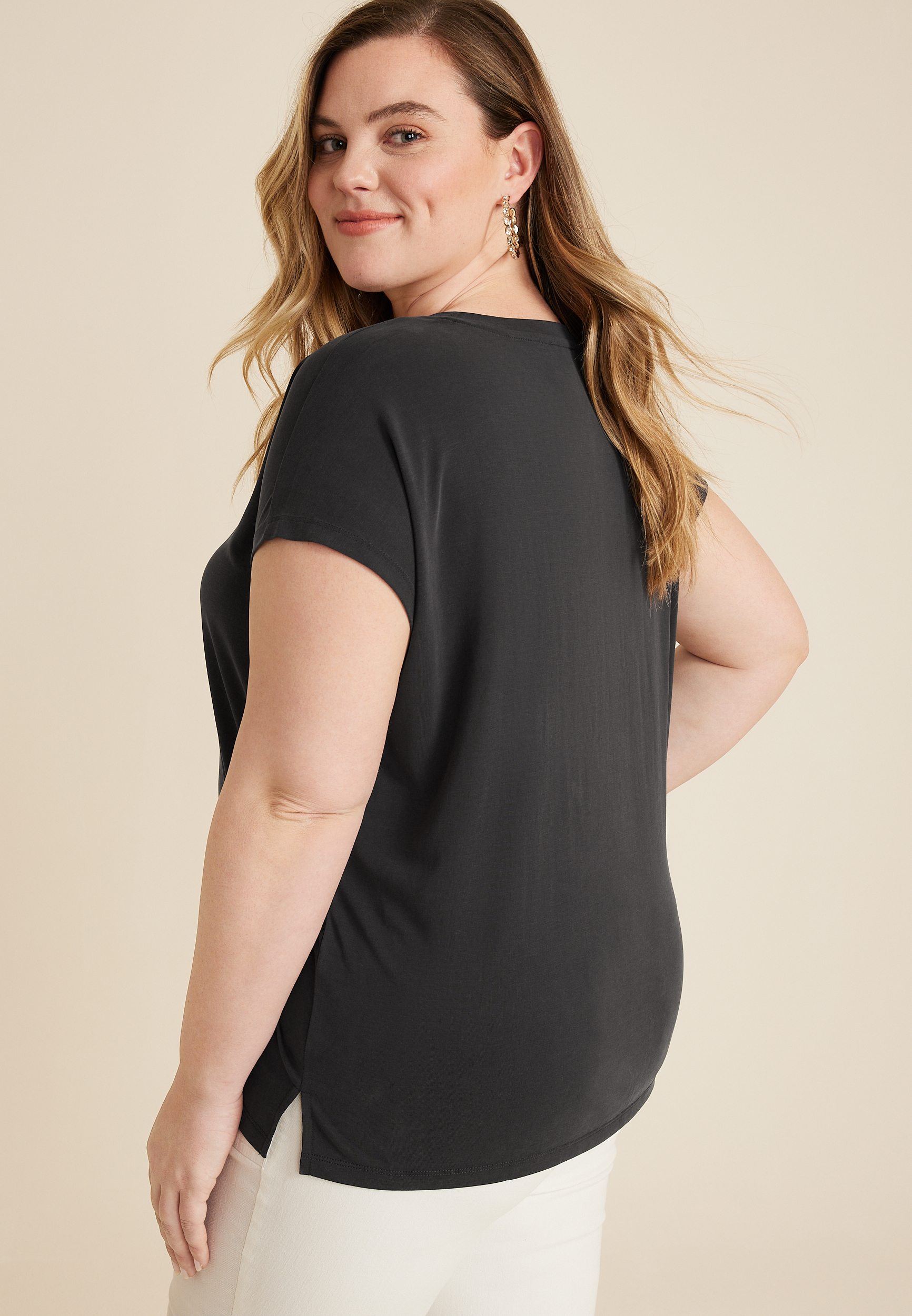 Plus 24/7 Fairhaven V Neck Dolman Tee