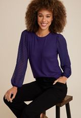 Clip Dot Sleeve Top, C9377, small