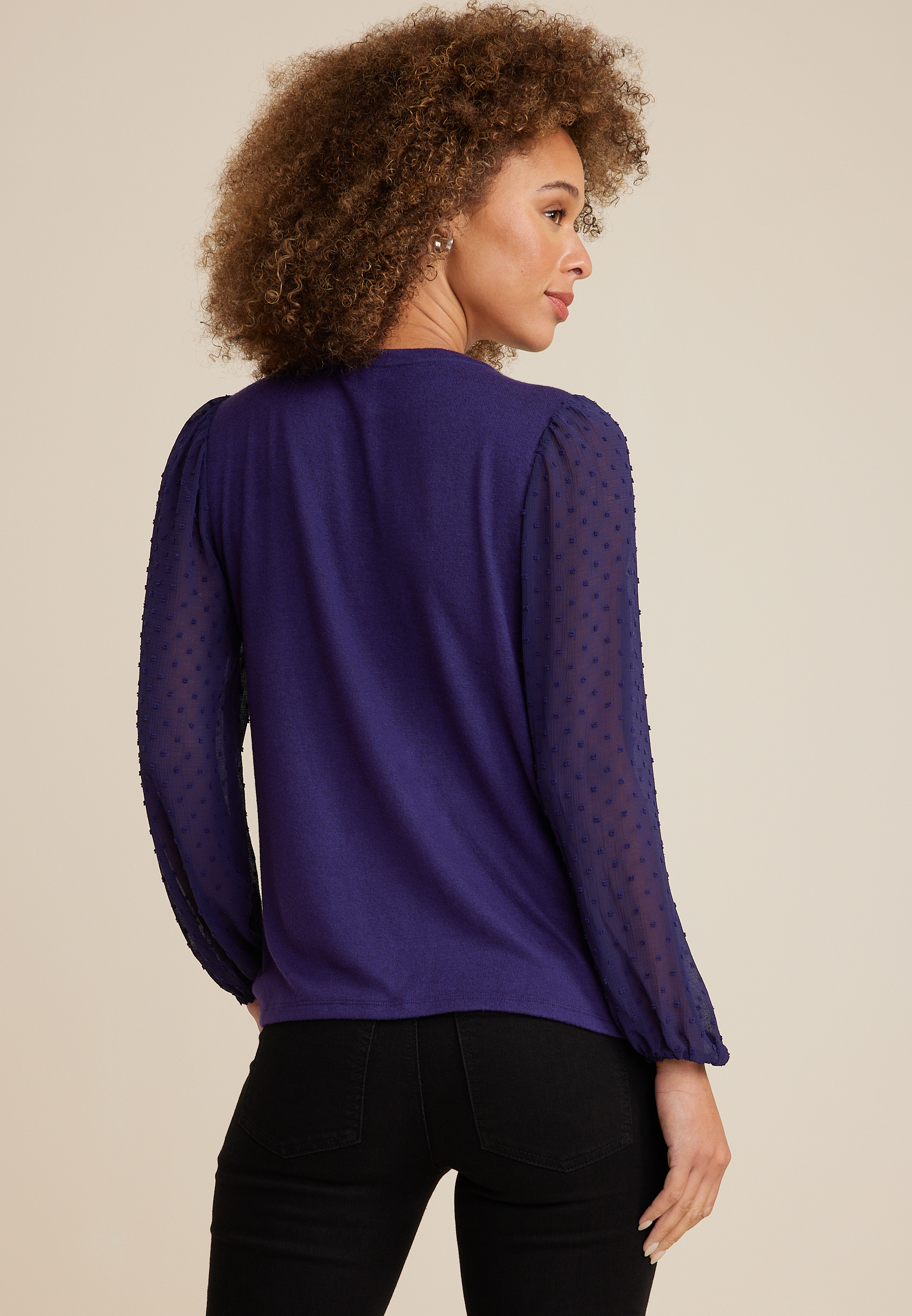 Clip Dot Sleeve Top, C9377, large