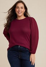 Plus Size Clip Dot Sleeve Top, C1849, small
