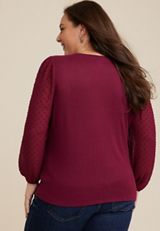 Plus Size Clip Dot Sleeve Top, C1849, small