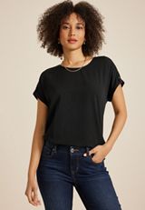 Delton Zipper Back Blouse, BLACK, small