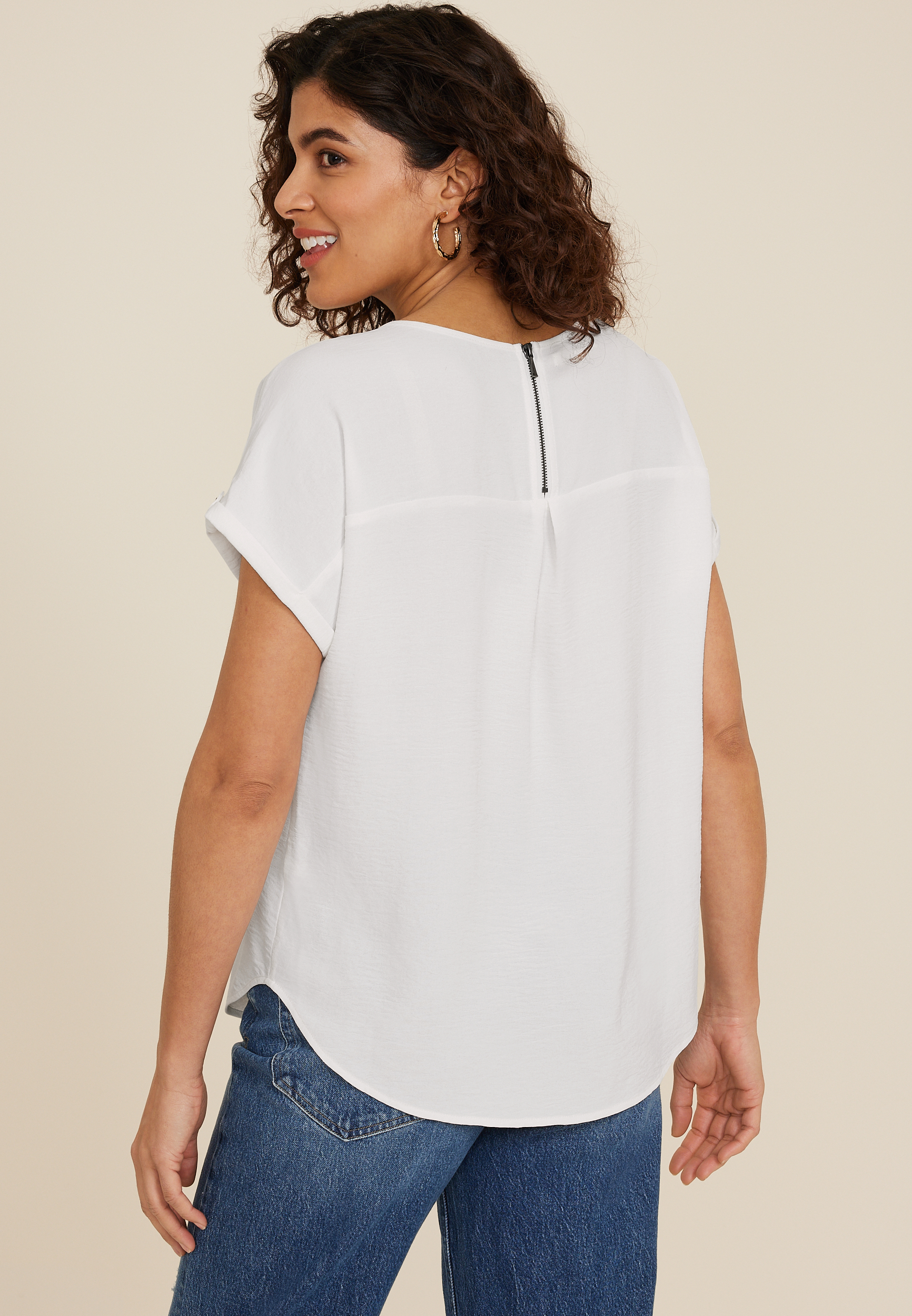 Delton Zipper Back Blouse | maurices