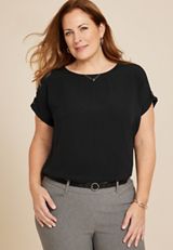 Plus Size Delton Zipper Back Blouse, C106, small