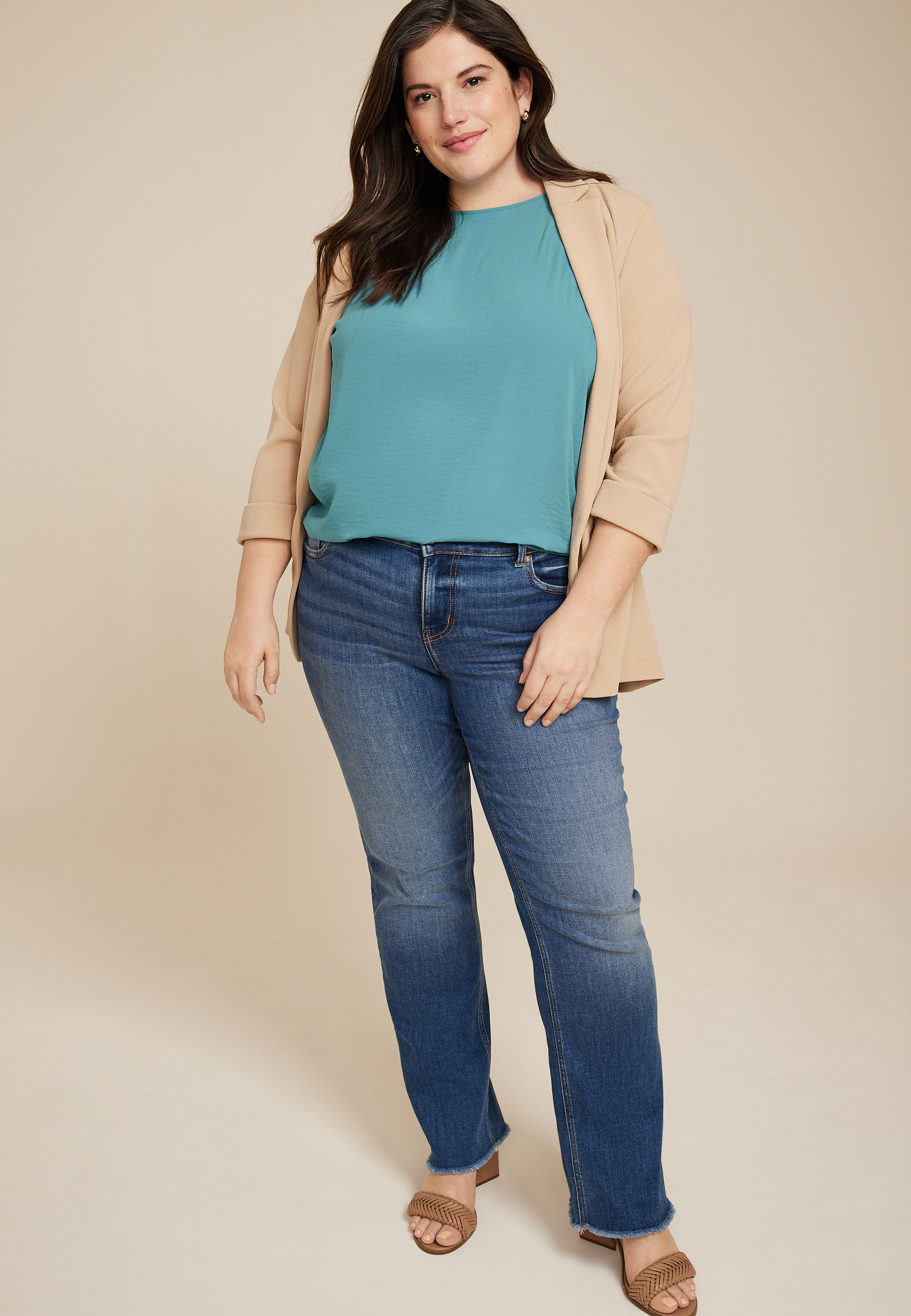 Plus Delton Zipper Back Blouse