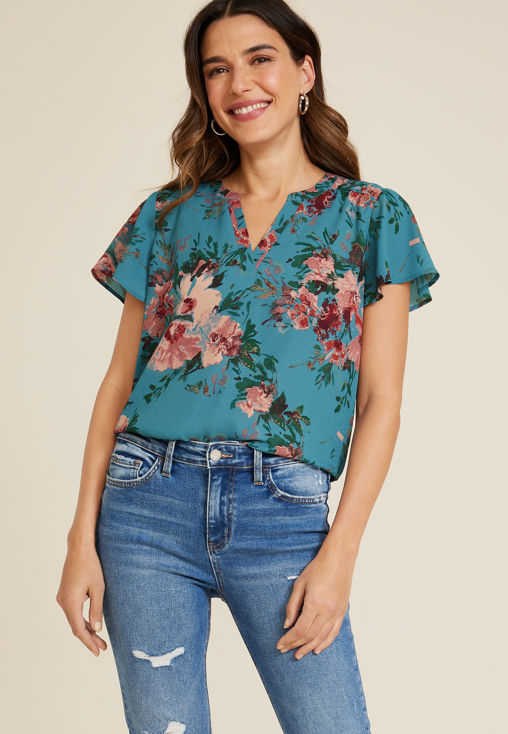 Atwood Flutter Sleeve Blouse | maurices