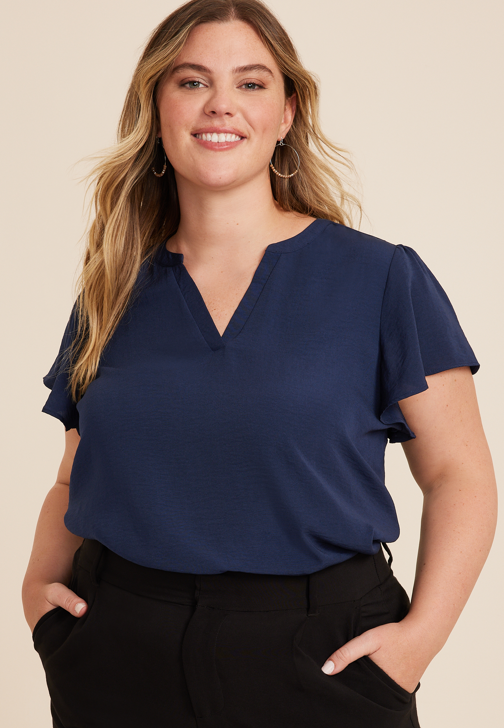 Plus Size Atwood Flutter Sleeve Blouse