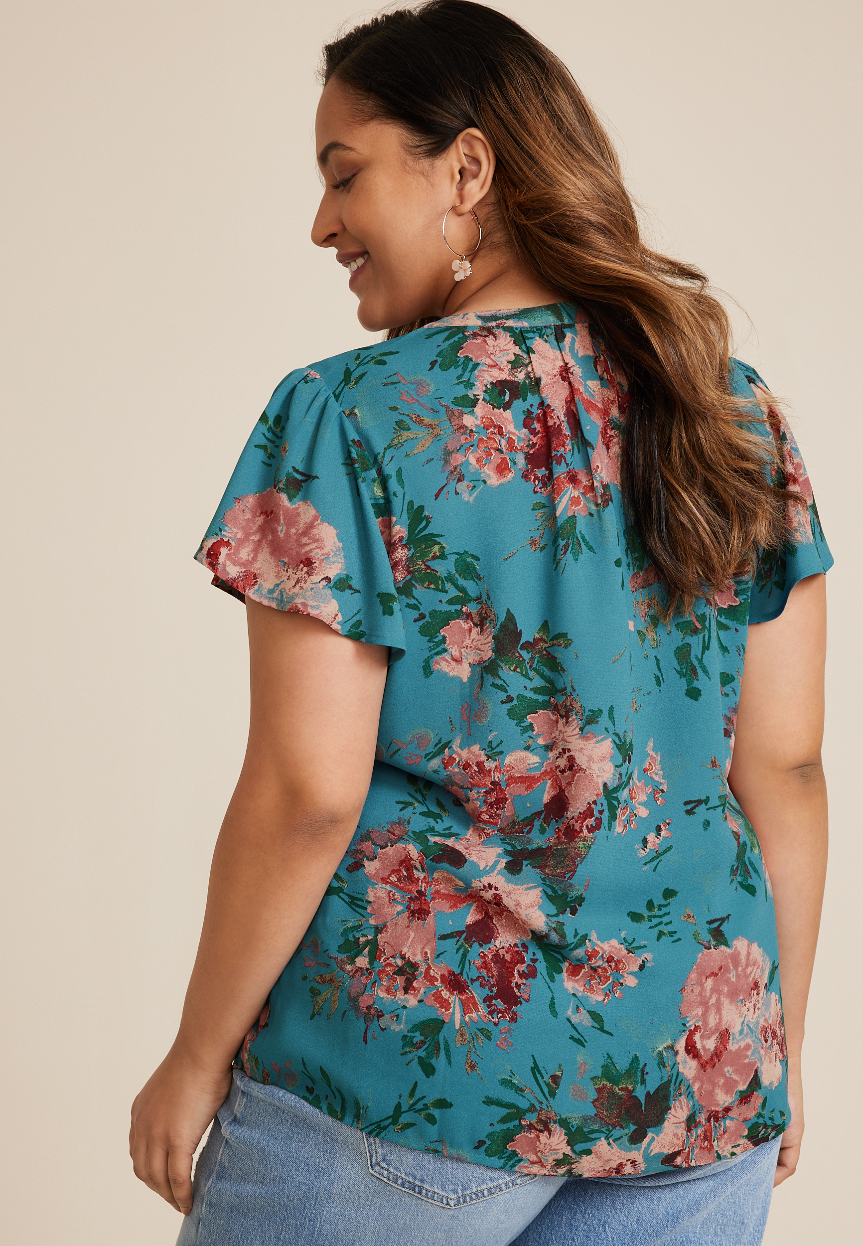 Plus Atwood Flutter Sleeve Blouse