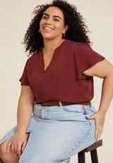 Plus Size Atwood Flutter Sleeve Blouse, C5325, small