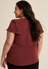 Plus Size Atwood Flutter Sleeve Blouse, C5325, small