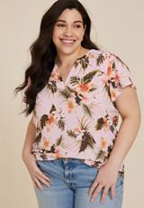 Plus Size Atwood Flutter Sleeve Blouse, C6050, small