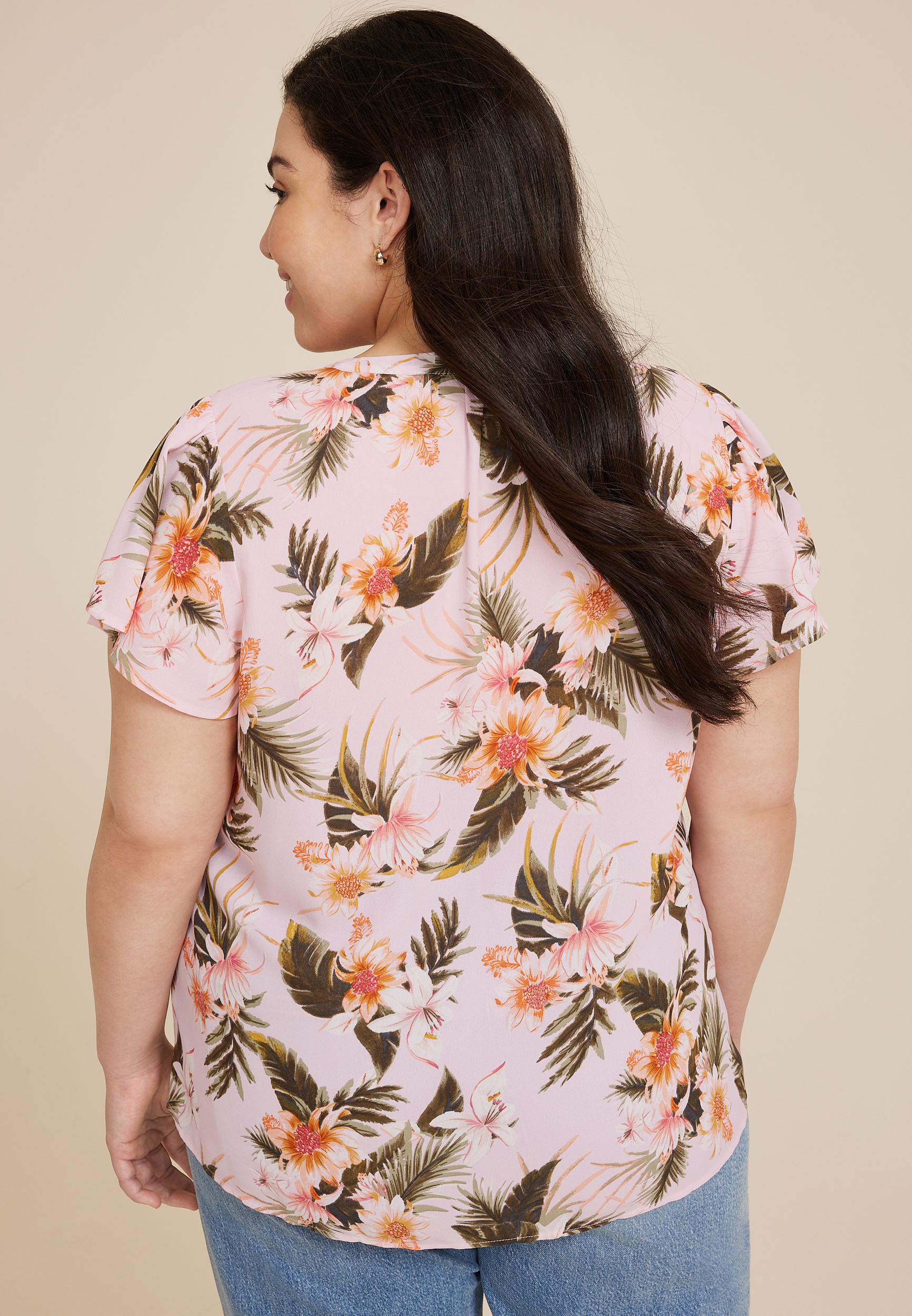 Plus Size Atwood Flutter Sleeve Blouse, C6050, large