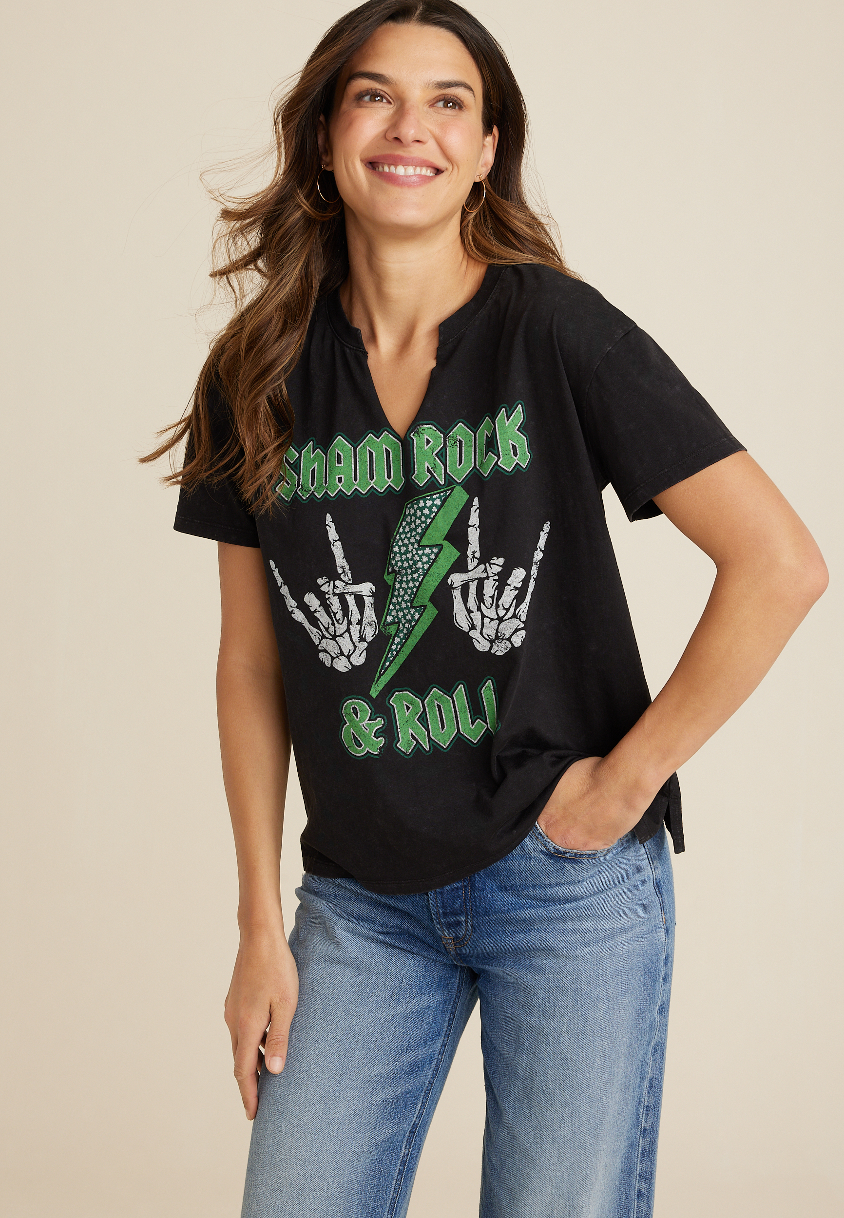 Sham Rock And Roll Oversized Fit Graphic Tee