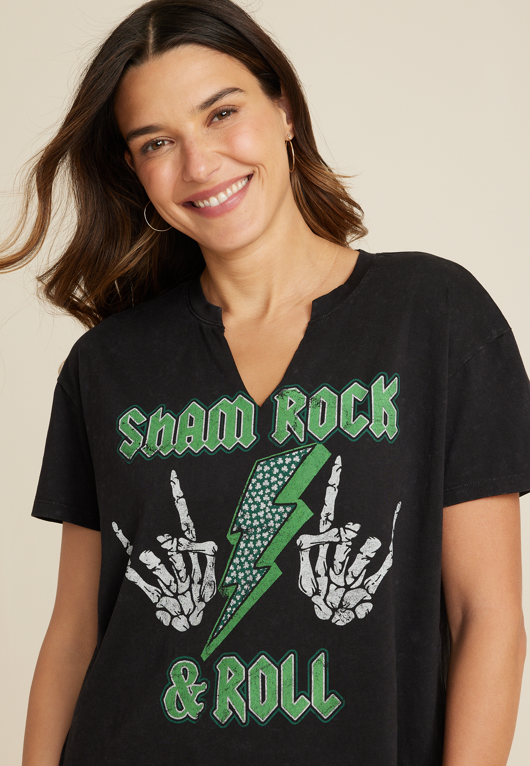 Sham Rock And Roll Relaxed Fit Graphic Tee, C106, large