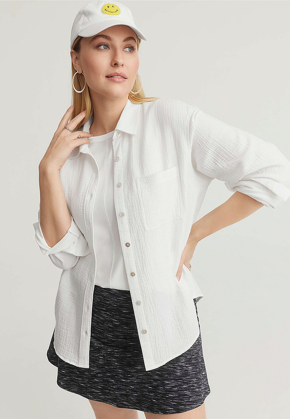 Double Cloth Relaxed Button Up Shirt