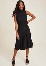 24/7 Mock Neck Ribbed Midi Dress, C106, small