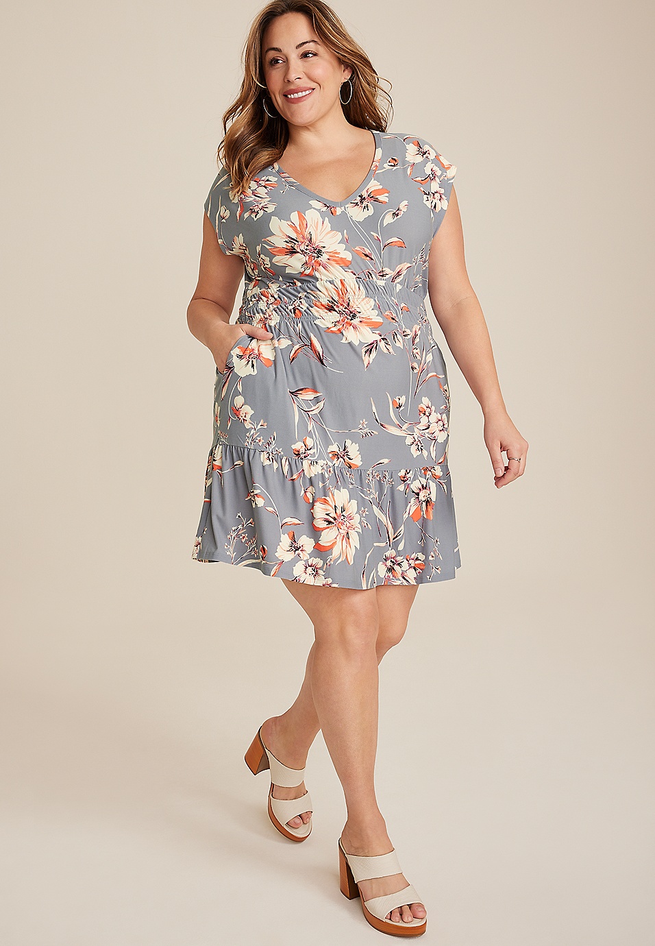 24seven Comfort Apparel Plus Size Fit and Flare Knee Length Tank Dress