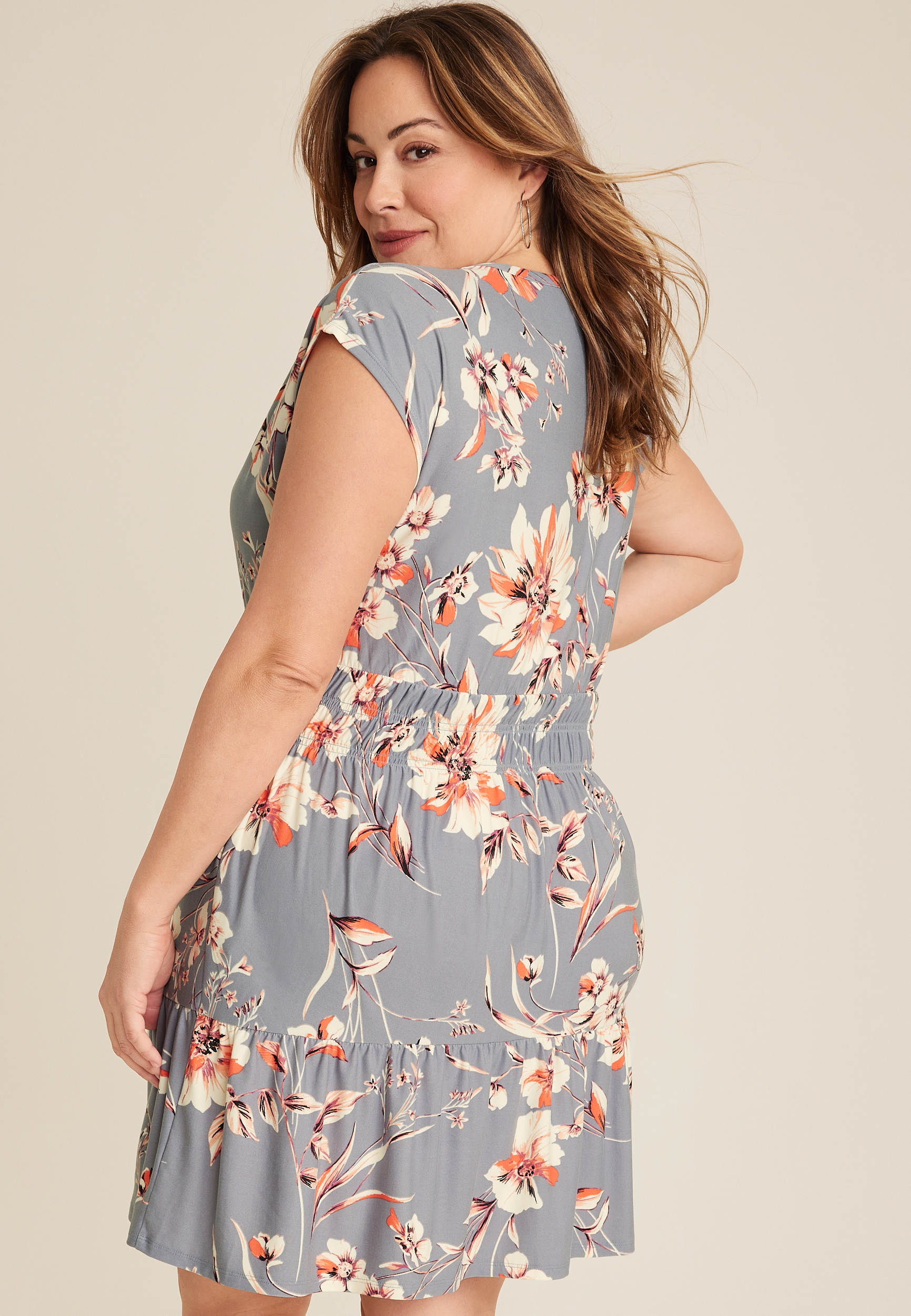 Plus Size 24/7 Ruched Dolman Sleeve Mini Dress, C3317, large