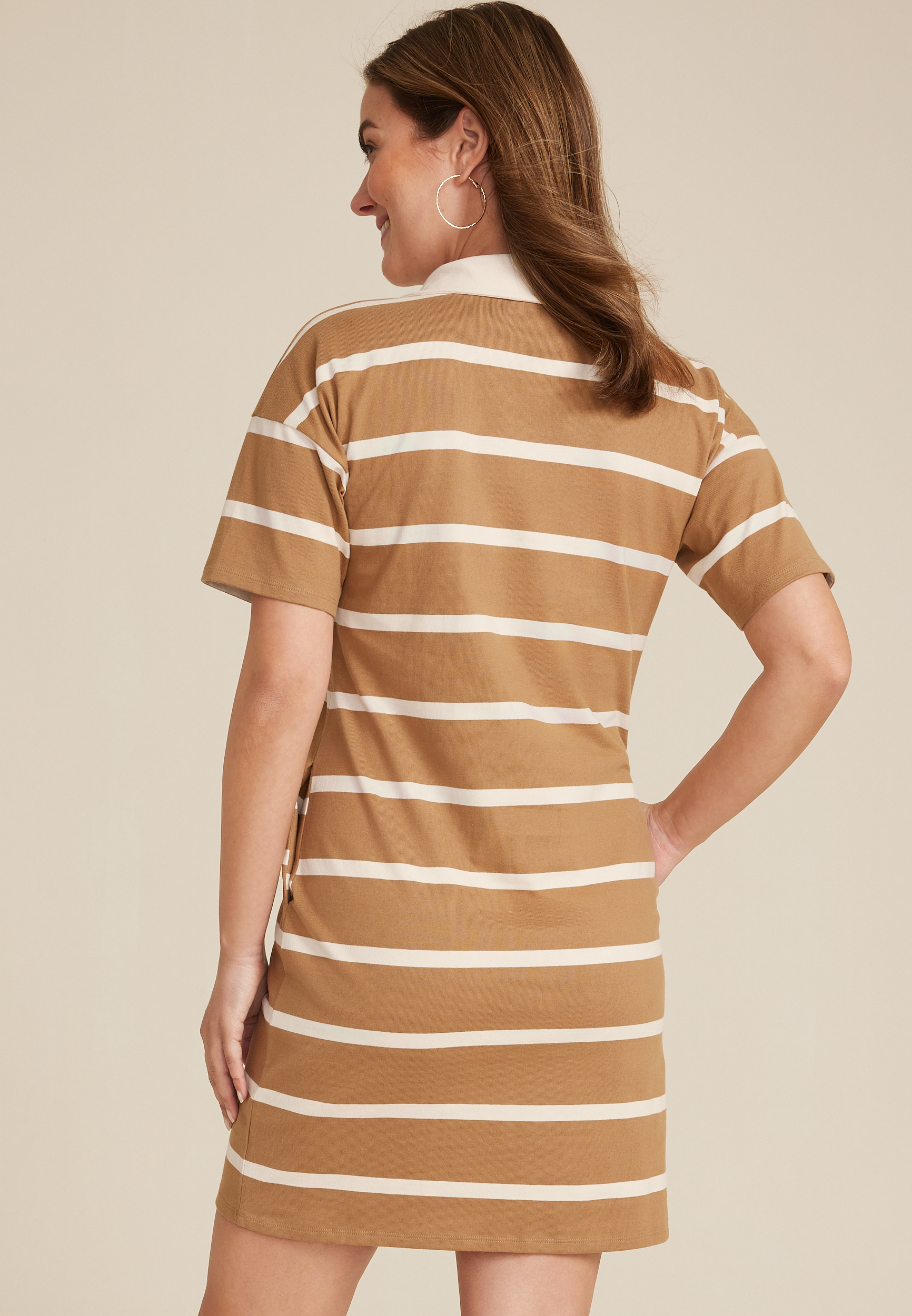 24/7 Collar Striped T Shirt Dress, C2996, large