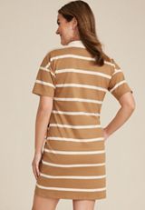 24/7 Collar Striped T Shirt Dress, C2996, small