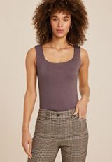 Simply Smooth Double Layer Square Neck Tank Top, C5975, small
