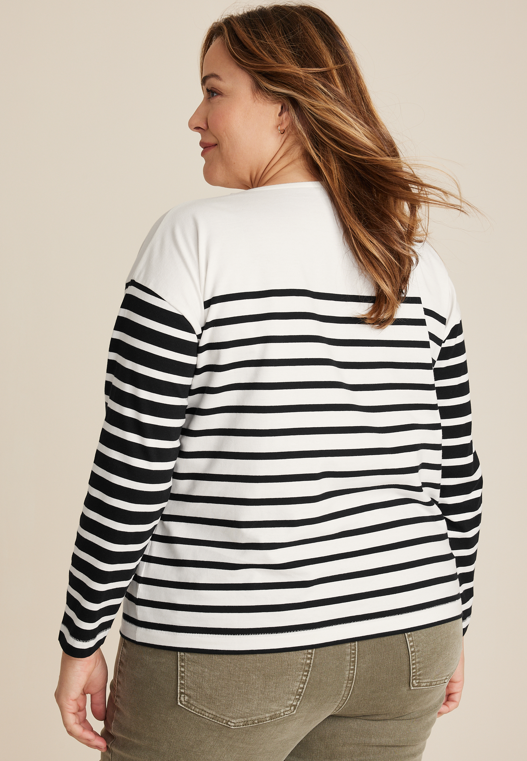 Plus Size Marina Striped Mixer Tee, C1756, large