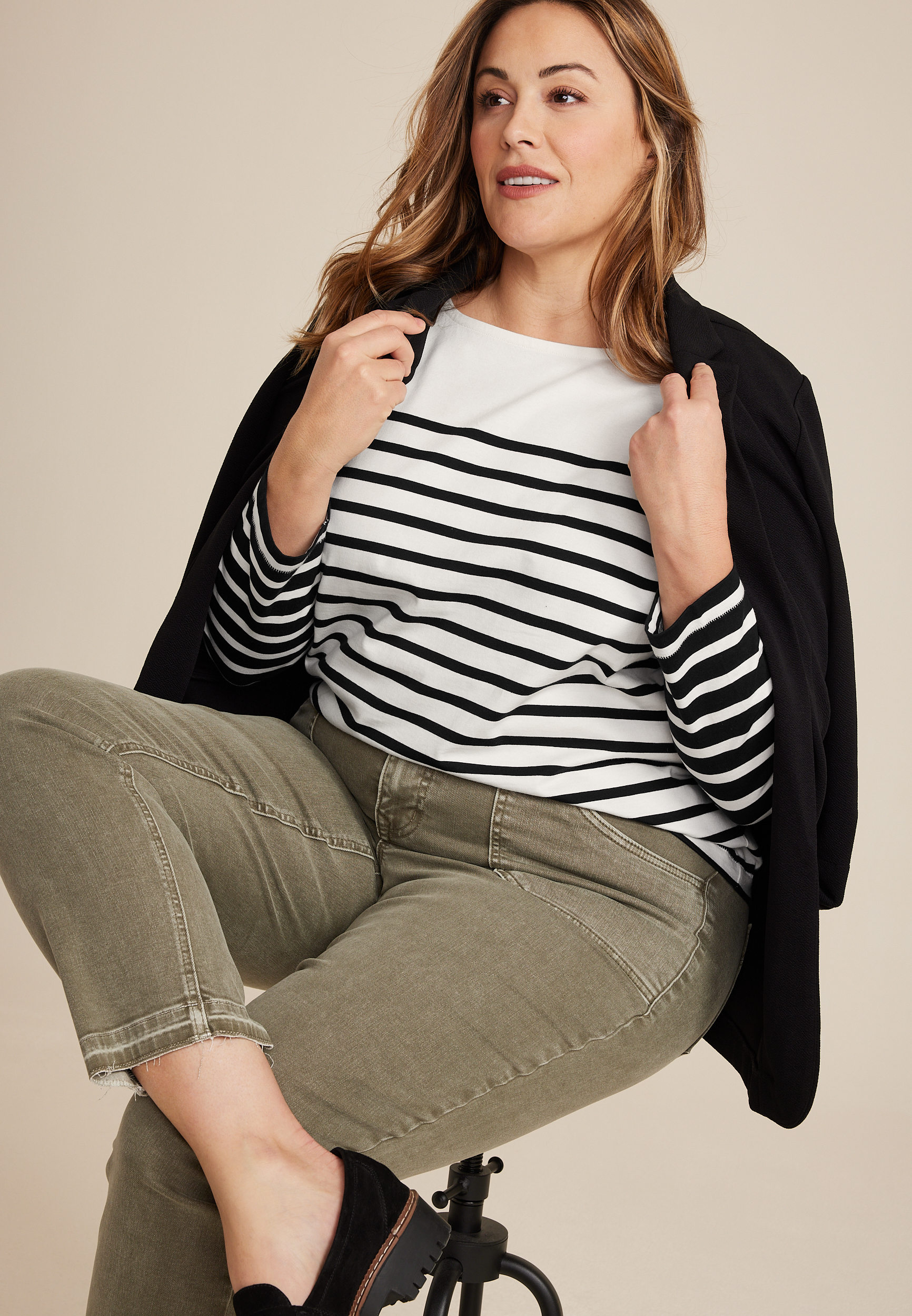 Plus Size Marina Striped Mixer Tee, C1756, large