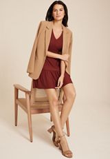 24/7 Ruched Dolman Sleeve Mini Dress, C5325, small