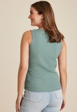 Cinched Ribbed V Neck Tank Top, C6740, small