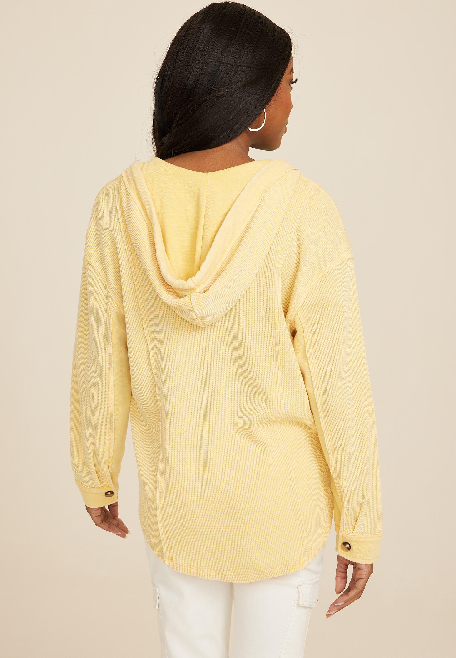 Button Up Sunwashed Shacket, C9170, large