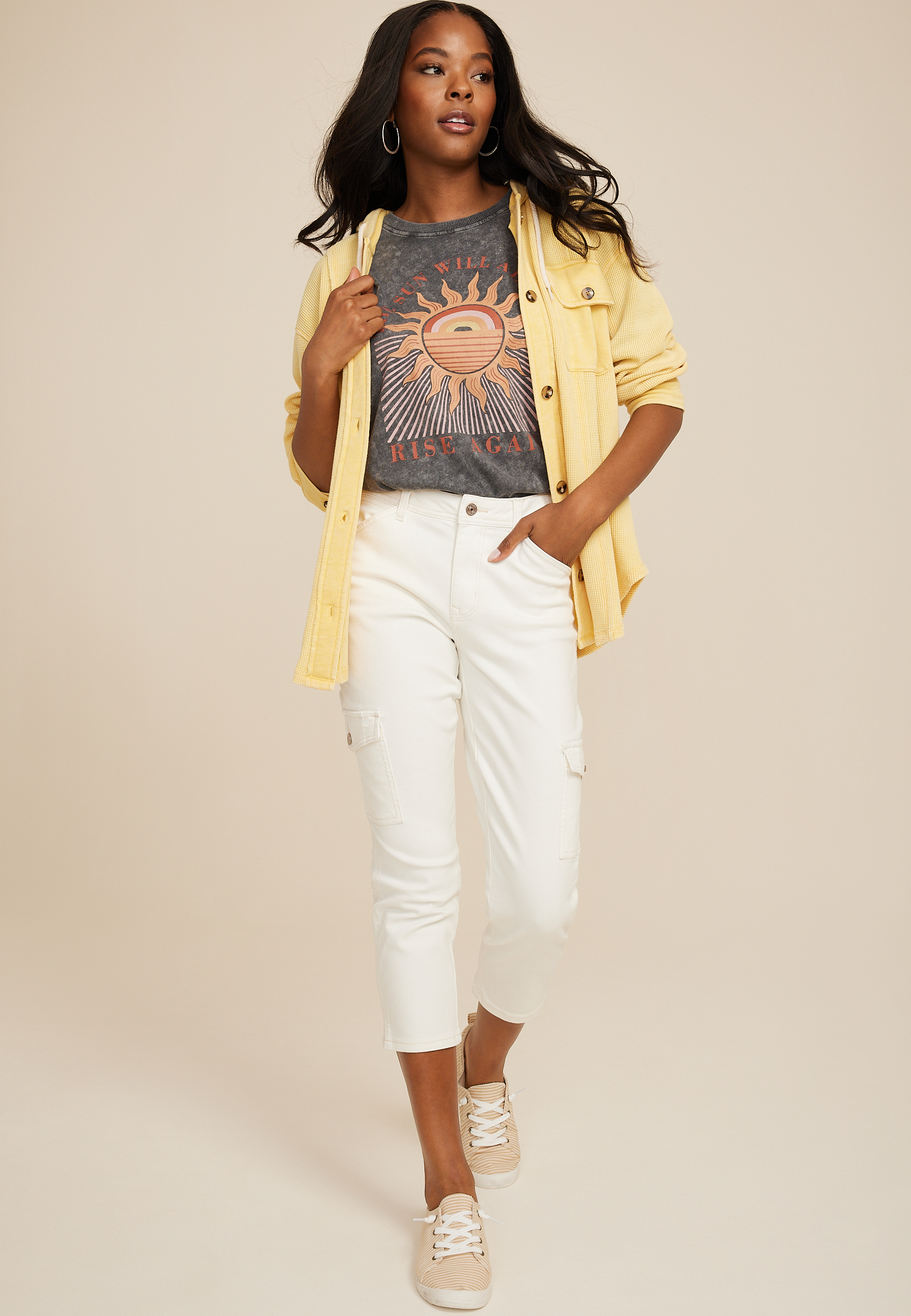 Button Up Sunwashed Shacket, C9170, large