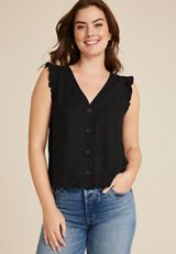 Ruffle Button Front Tank, C106, small