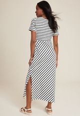 24/7 Striped Waist Tie Midi Dress, C9185, small