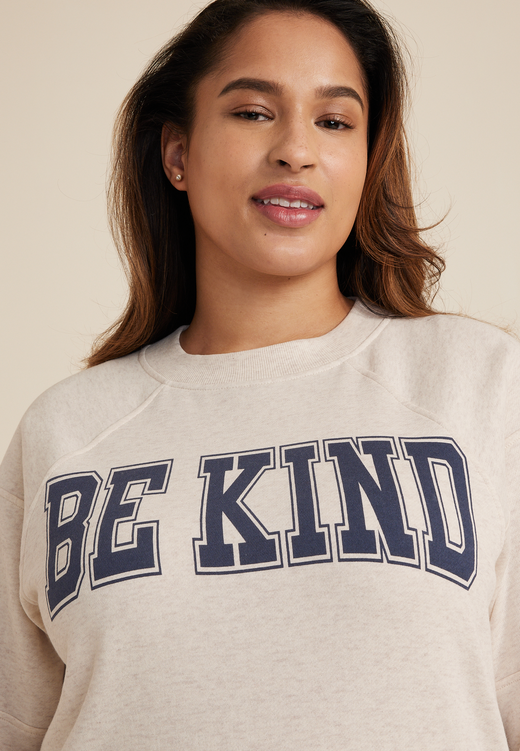 Plus Size Be Kind Sweatshirt, LIGHT OATMEAL HEATHER, large