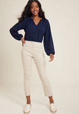 Bengaline High Rise Cargo Slim Straight Pant, OATMEAL HEATHER, small