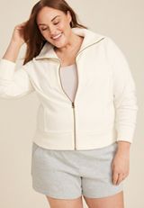 Plus Size Fleece Zip Up Cardigan, C2789, small