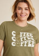 Plus Size Coffee Smiley Graphic Tee, C9316, small