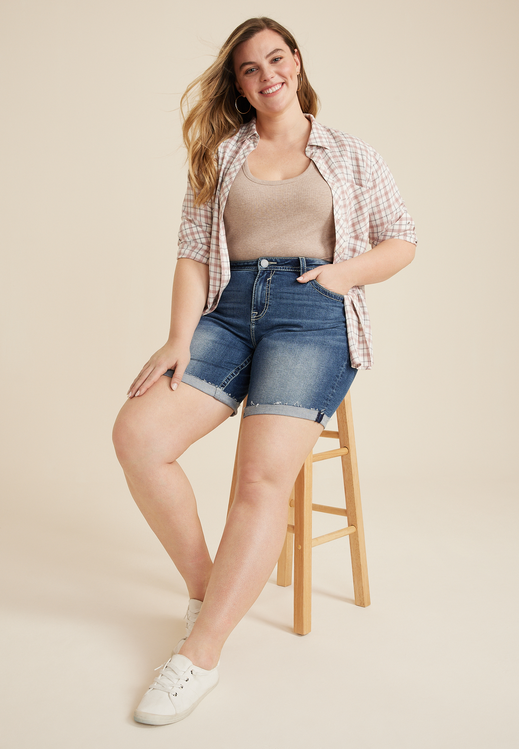 Plus Size Vigoss&reg; Heritage Mid Rise 8in Bermuda Short, C3337, large