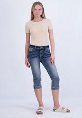 Vigoss&reg; Heritage Mid Rise Arrow Stitch Capri Jean, C258, small