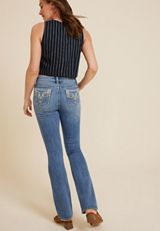 Vigoss&reg; Mid Rise Feather Pocket Slim Boot Jean, C3337, small