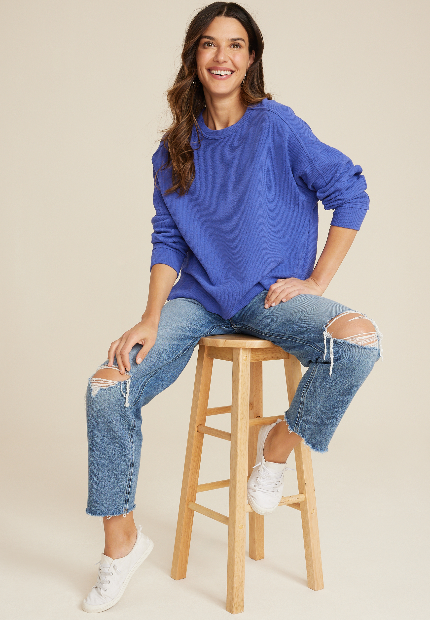 Textured Crew Sweatshirt, C4231, large