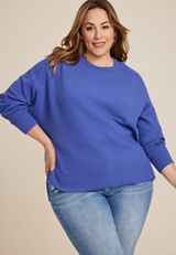 Plus Size Textured Crew Sweatshirt, C4231, small