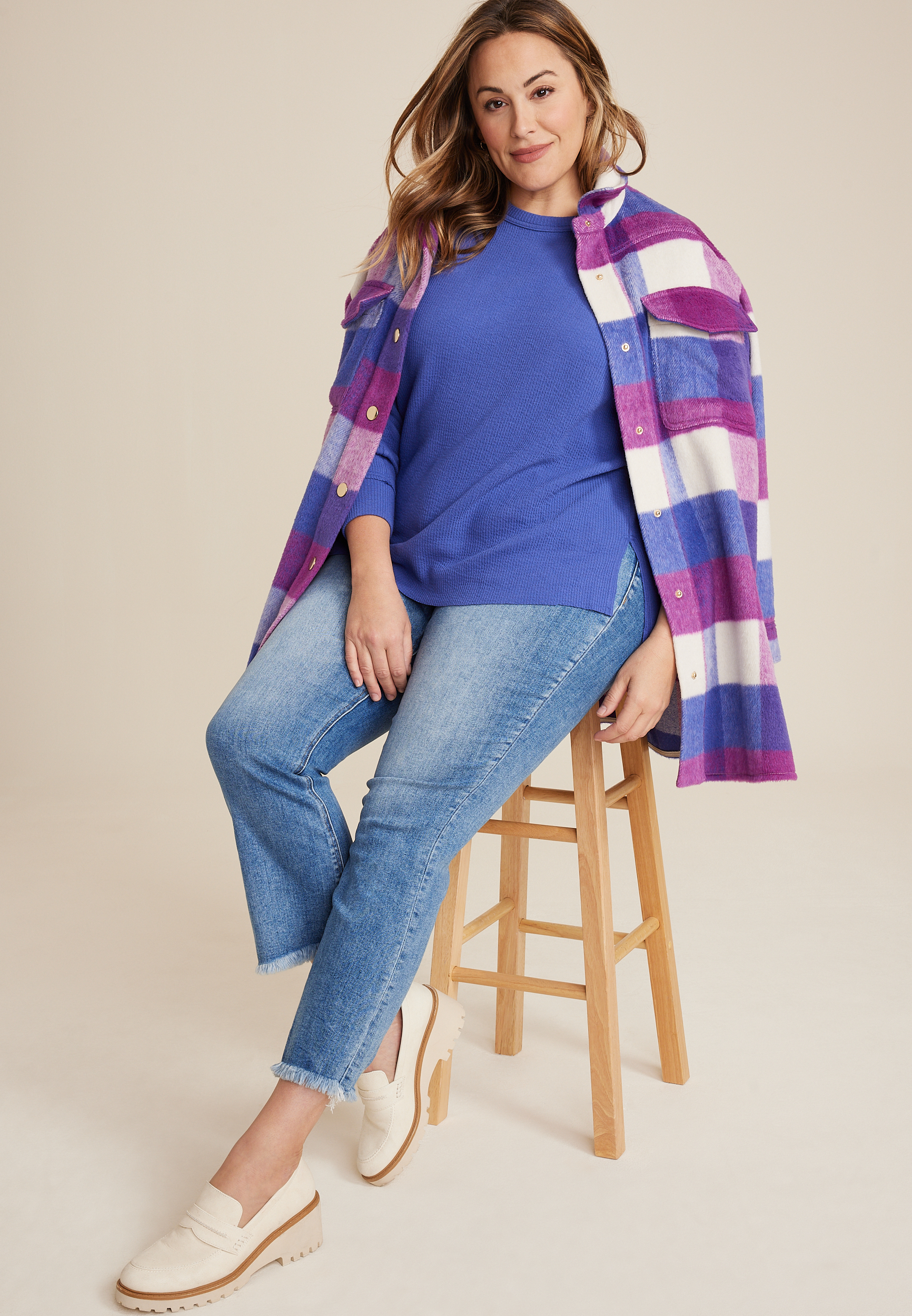 Plus Size Textured Crew Sweatshirt, C4231, large