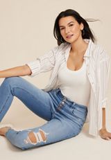 m jeans by maurices&trade; High Rise Ripped Button Fly Super Skinny Ankle Jean, C2806, small